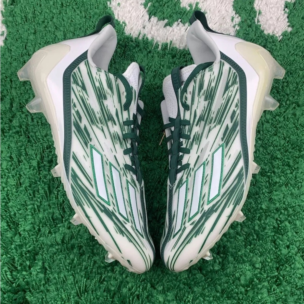 Adidas Adizero Football Cleats White Dark Green Men’s Size 11.5 NEW GZ6915